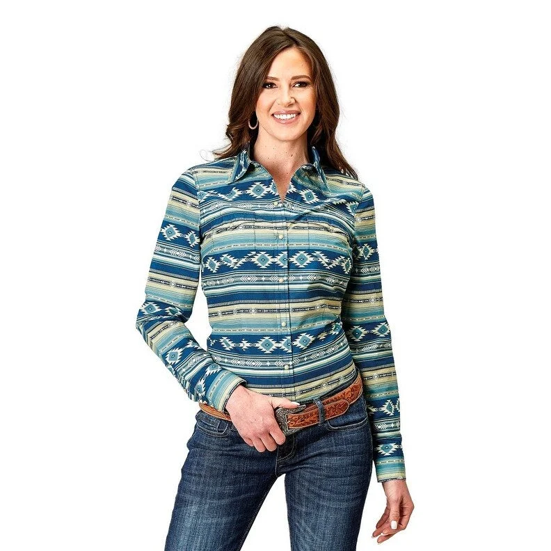 Roper Western Shirt Women L/S Aztec Blanket Blue 03-050-0067-0322 BU