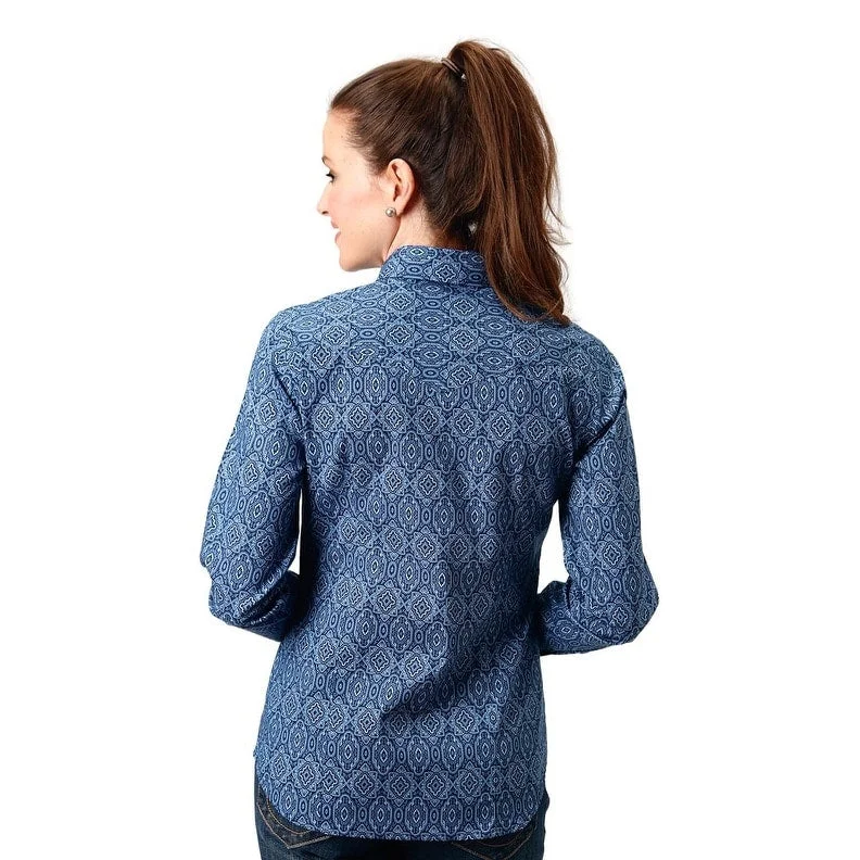 Roper Western Shirt Womens L/S Paisley Snap Blue 03-050-0225-1002 BU