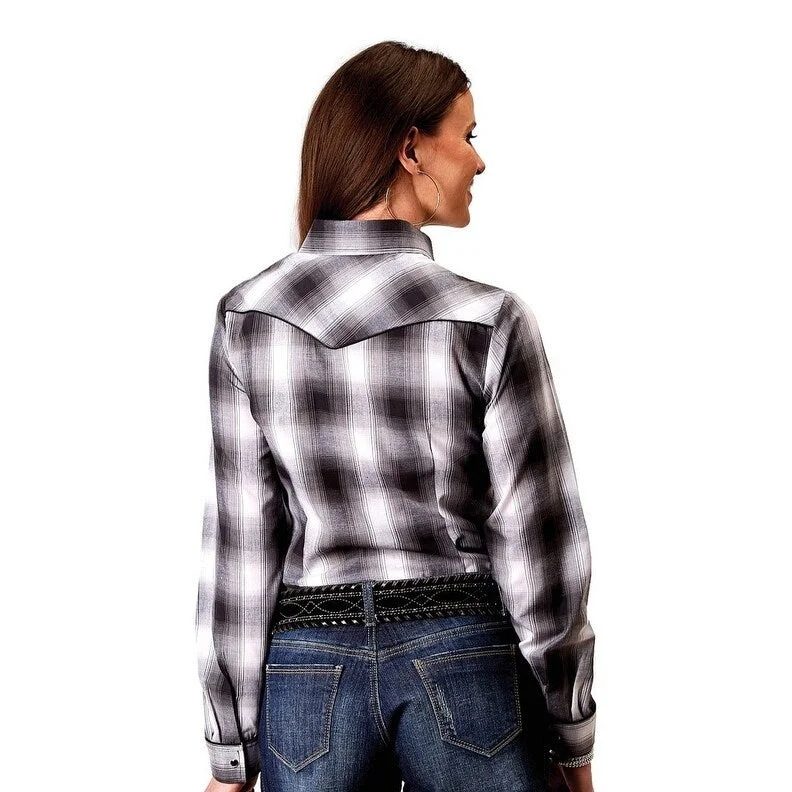 Roper Western Shirt Womens L/S Plaid Snap Black 01-050-0016-3005 BL