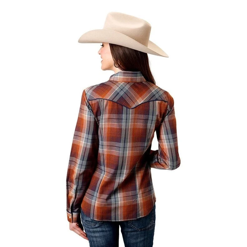 Roper Western Shirt Womens L/S Plaid Snap Brown 01-050-0016-1066 BR