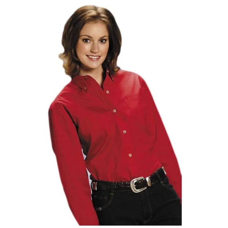 Roper Western Shirt Womens L/S Solid Poplin Red 03-050-0366-0022 RE