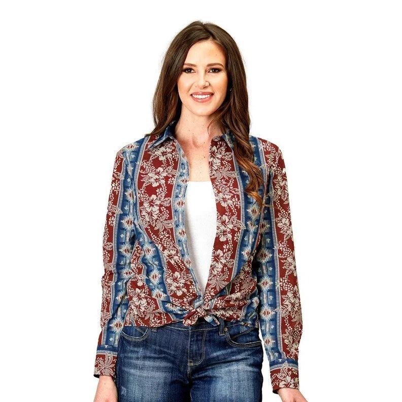 Roper Western Shirt Womens L/S Tropical Aztec Red 03-050-0068-0314 RE