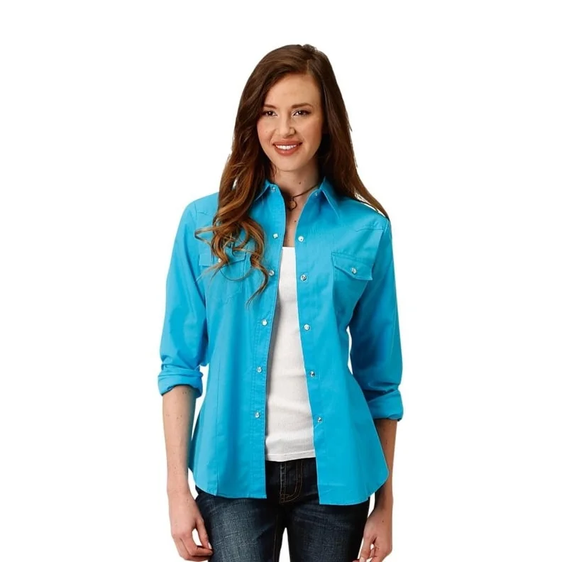 Roper Western Shirt Womens Long Sleeve Turquoise 01-050-0025-0901 BU