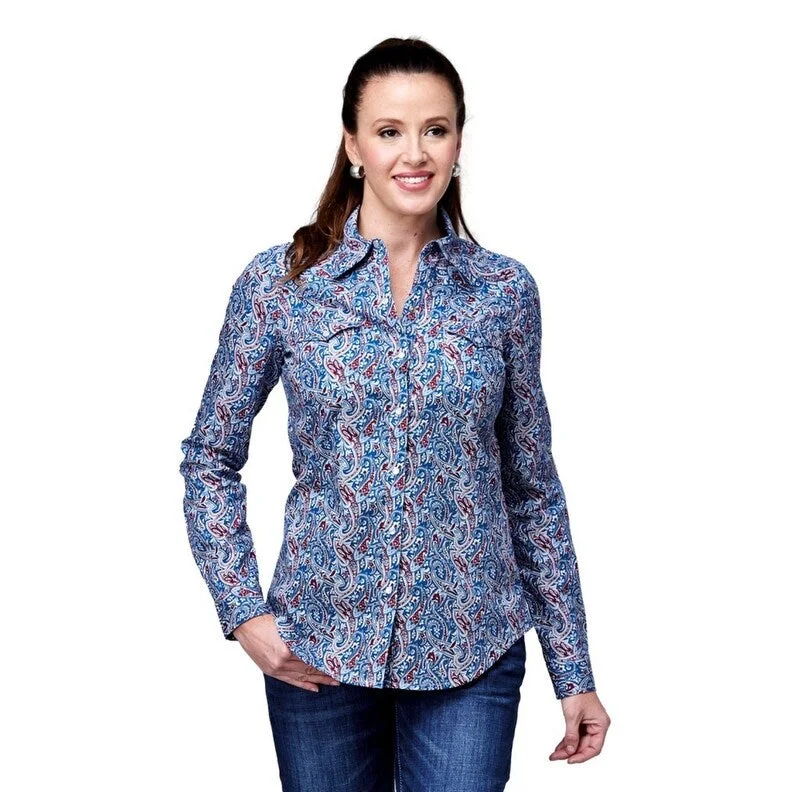 Roper Western Shirt Womens Paisley L/S Snap Blue 03-050-0225-4035 BU