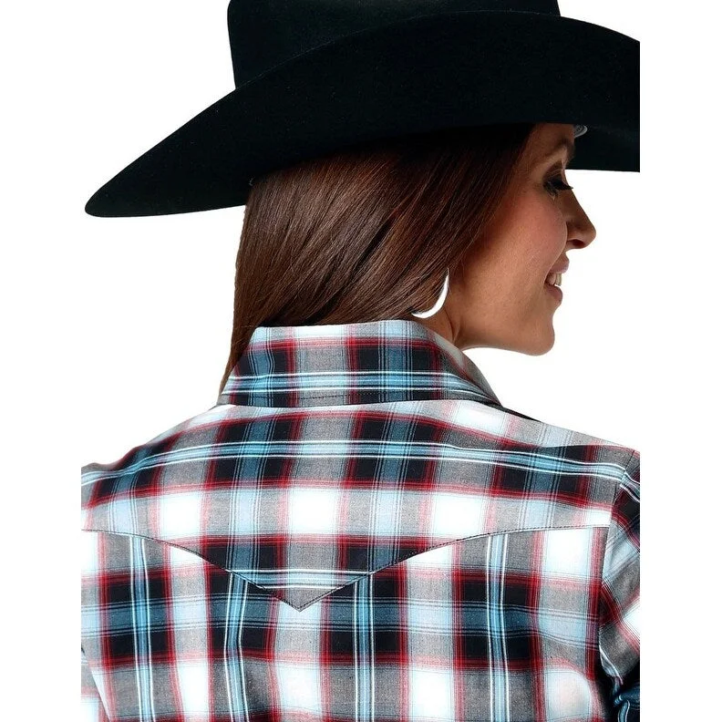 Roper Western Shirt Womens Plaid L/S Black 03-050-0278-1053 BL