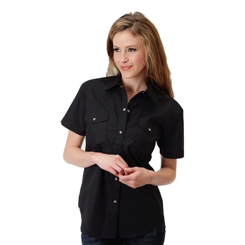 Roper Western Shirt Womens S/S Cotton Snap Black 03-051-0265-1017 BL