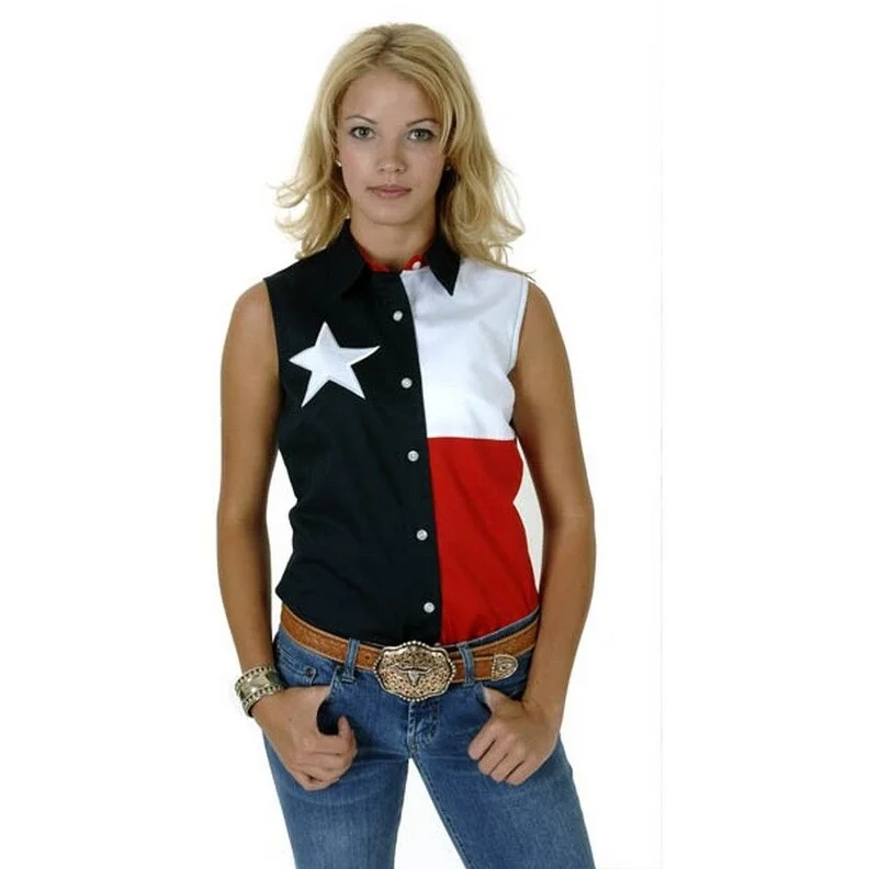 Roper Western Shirt Womens Texas Sleeveless Navy 03-052-0185-0201 NA