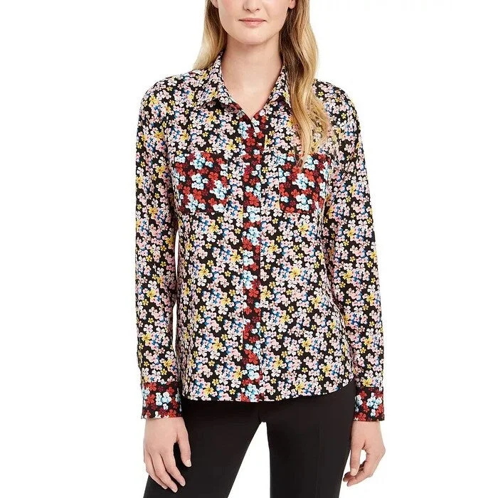 Tommy Hilfiger Women's Floral Print Shirt Pink Size Medium