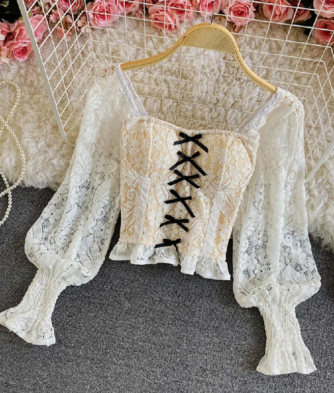 Tops long sleeve lace tops  350