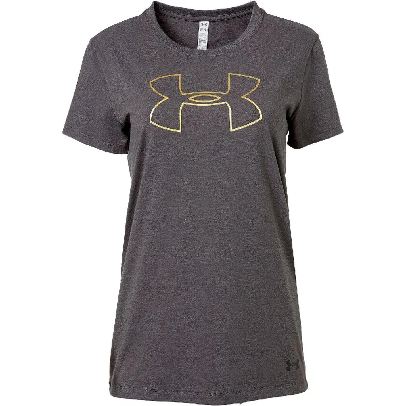 Under Armour Women's Foil Outline Big Logo T Shirt Grey Size Medium