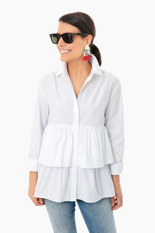 White Poplin Georgie Tiered Shirt