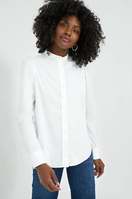 White Puffed Shoulder Shirt