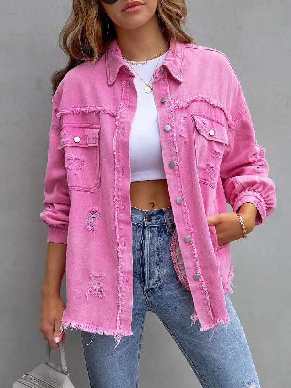 Oversized Distressed Denim Jacket