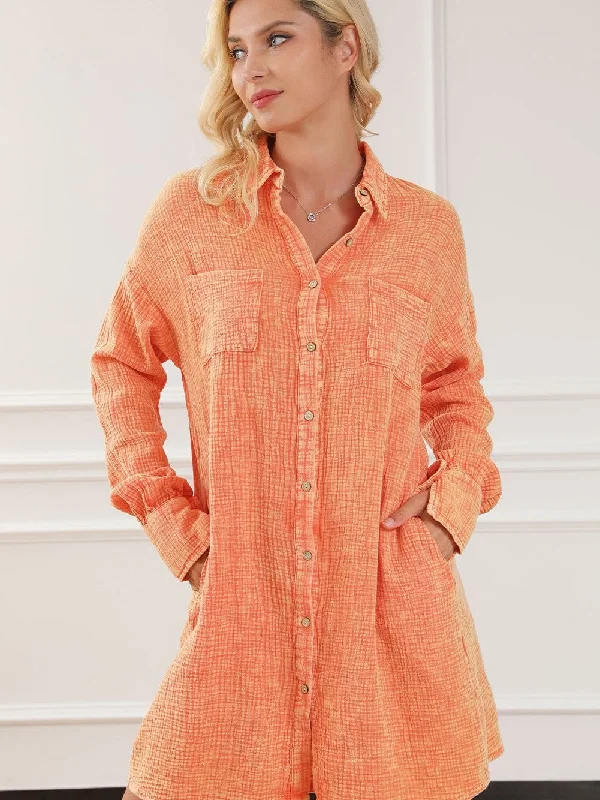 Oversized Gauze Cotton Shirt Dress