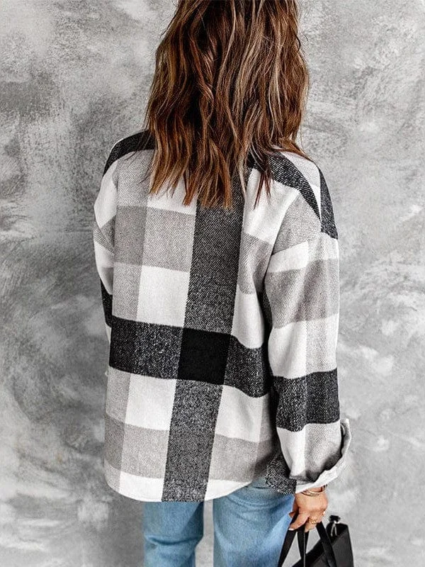 Oversized Plaid Shacket for Women