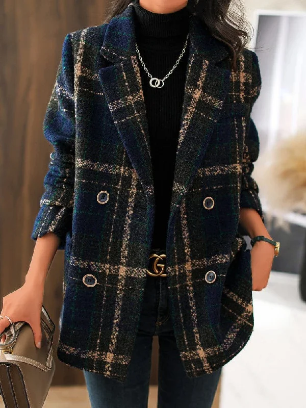 Oversized Plaid Wool Coat