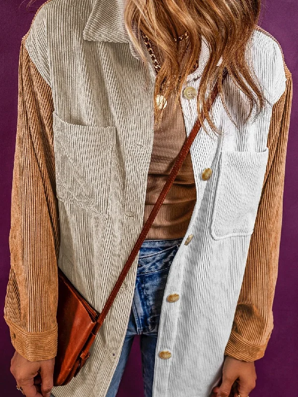 Oversized Two-tone Corduroy Shirt