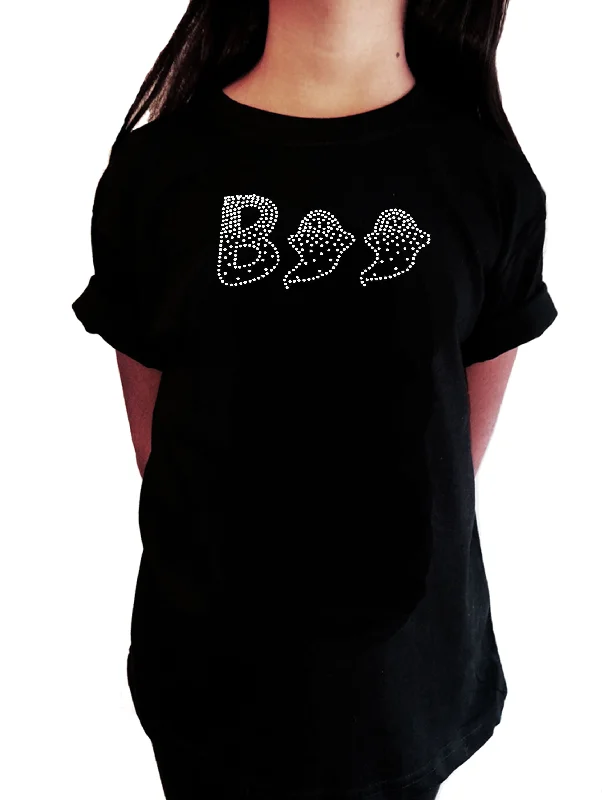 Girls Rhinestone T-Shirt " Boo Ghost Halloween in Rhinestones " Kids Size 3 to 14 Available