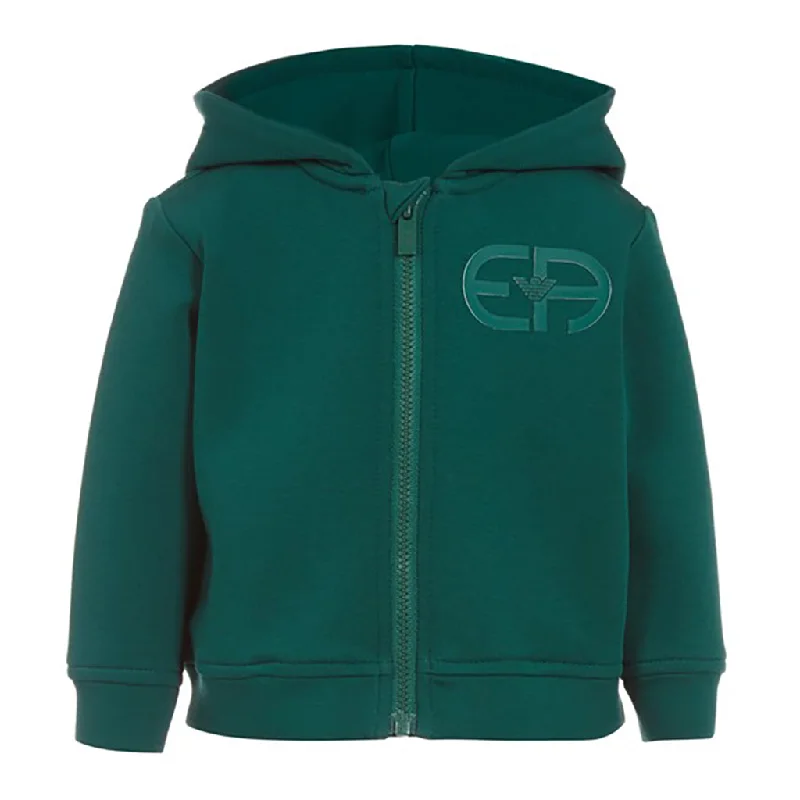 Green Double Jersey Zip hoodie