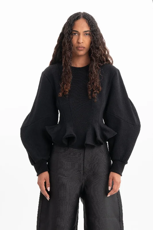 BLACK FRILL SWEATSHIRT