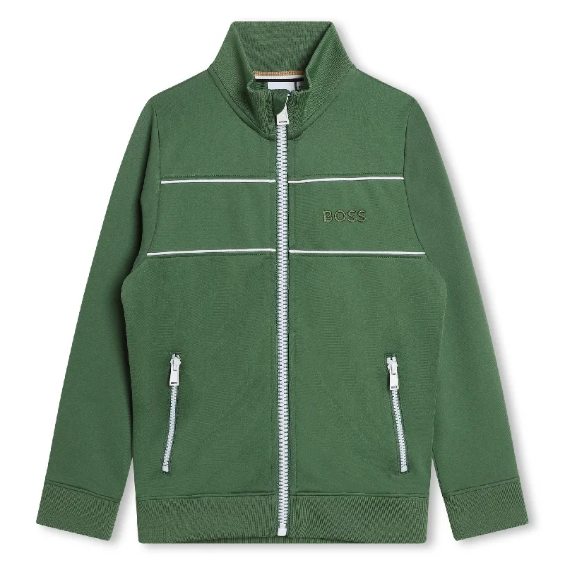 Green Logo Zip Up Sweatshirt