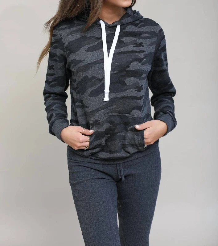 Camo Pullover Hoodie In Charcoal Camo