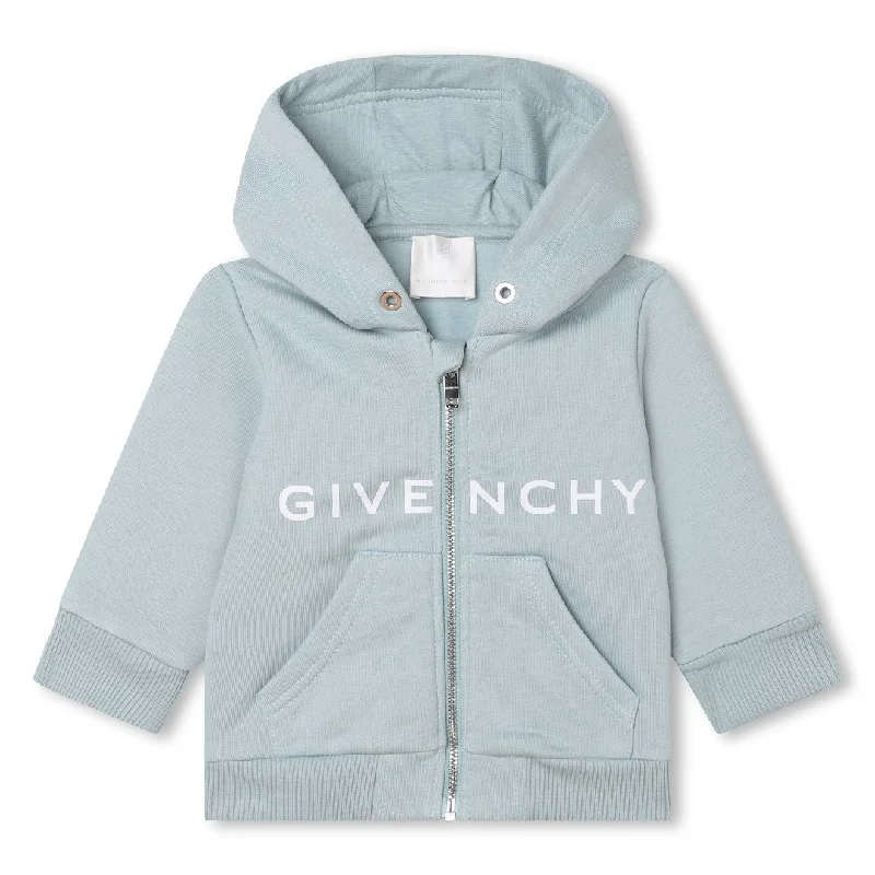 Pale Blue Cotton Zip-Up Hoodie