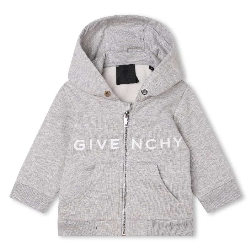 Gray Cotton Zip-Up Hoodie