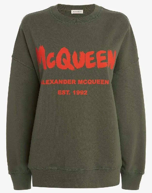 Khaki McQueen Graffiti Sweatshirt