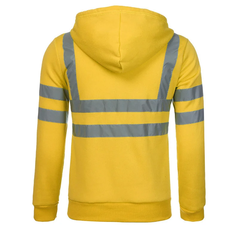 Men Safety Work Hoodie Jacket Coat Visibility Reflective Outwear Tops Sweatshirt