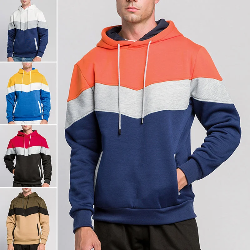 Mens Multicolor Hooded Sweatshirt Long Sleeve Hoodie Sports Pullover Jumper Tops