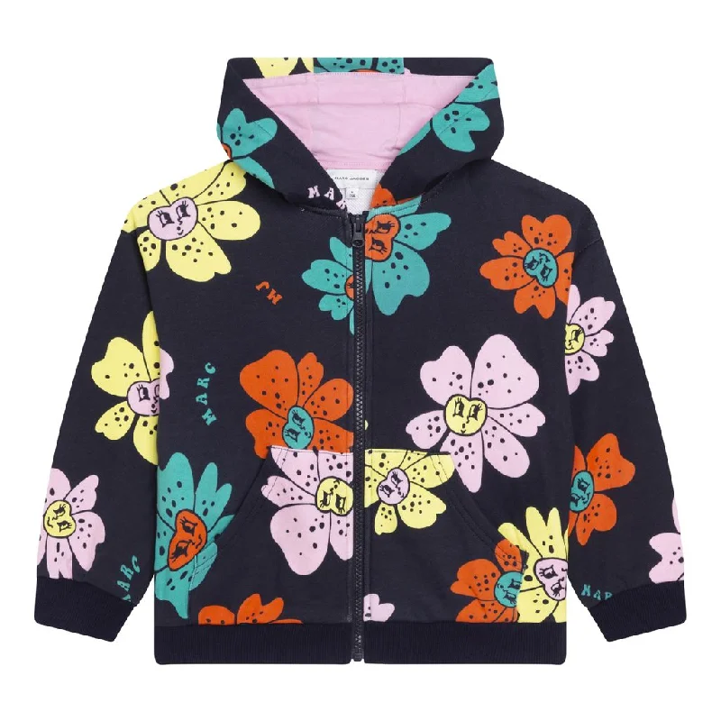 Floral Print Zip-Up Hoodie