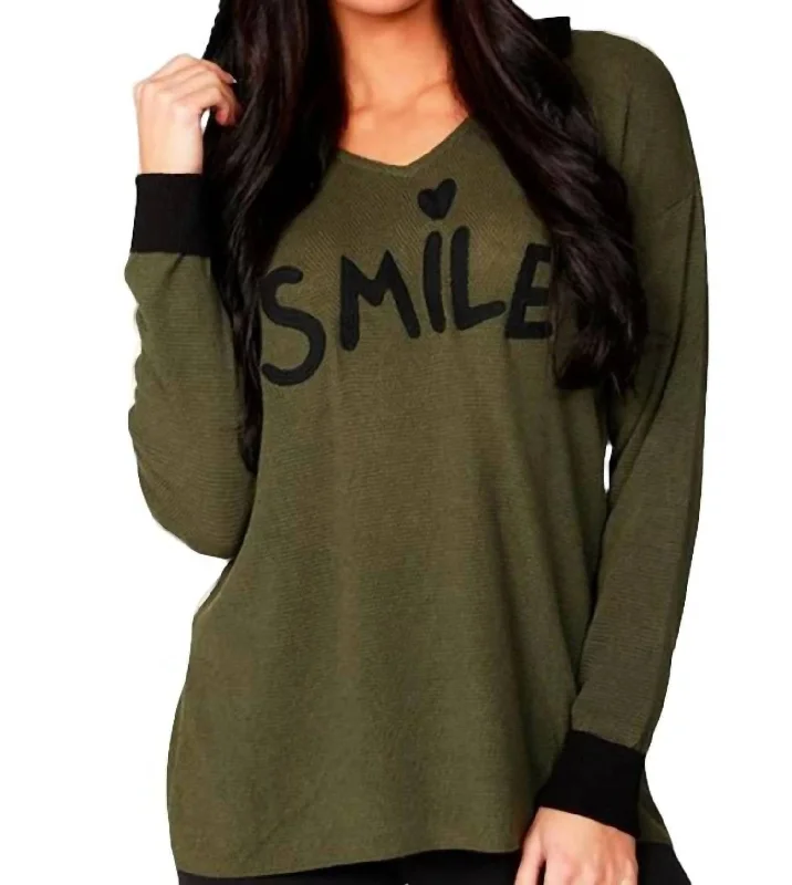 Smile Hoodie In Moss/black