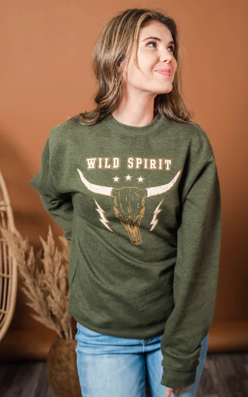 Wild Spirit Sweatshirt- Heather Army - Final Sale